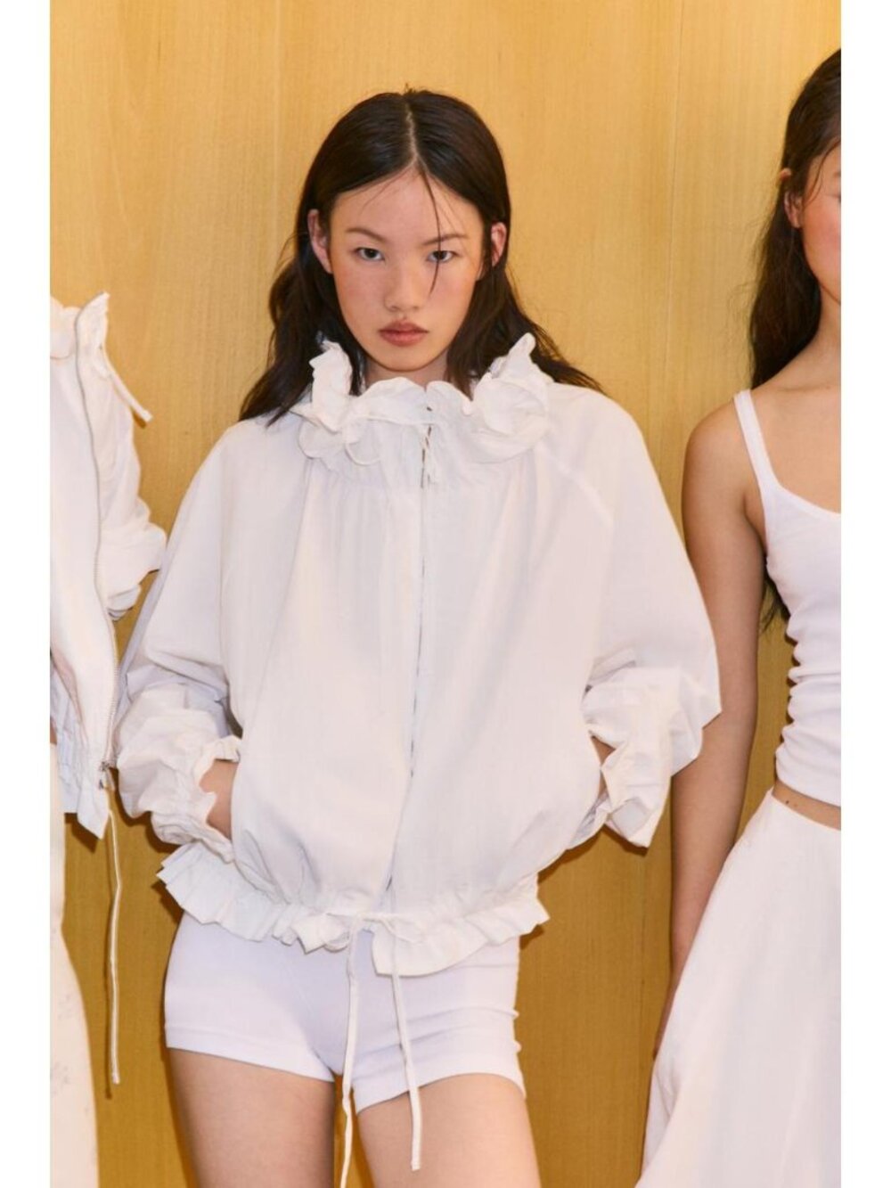 ZARA RUFFLED ZIP-UP JACKET